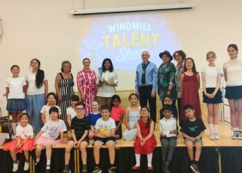 Pupils at Windmill School were excited to welcome special visitors to judge their end of year talent show. Picture: Annabel Harding
