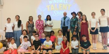 Pupils at Windmill School were excited to welcome special visitors to judge their end of year talent show. Picture: Annabel Harding