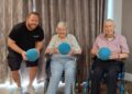 Mark from Moveball helped residents of West Oak to raise funds while having fun exercising. Picture: West Oak Care Home