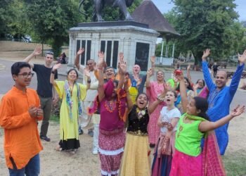 The Hare Krishnas (ISKCON), the organisers of the Rathayatra Festival in Reading. Credit: ISKCON Reading