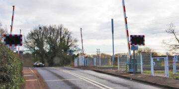 The level crossing at Star Lane in Wokingham, which will temporarily close for this phase of works.