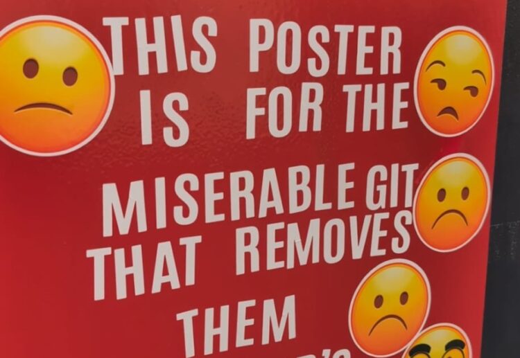 The message appeared last weeked.