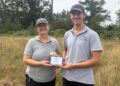 Pic: Clare Klesel, community garden manager (left) and Joe Richens, parks and countryside ranger (right). Photo by ranger team leader Joe Malyan.