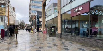 The plan for the phone box, advertising screen and defibrillator at Braccan Walk in The Lexicon, Bracknell town centre. Credit: JCDecaux
