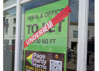 Another sticker appeared on the former Barclays Bank building in Market Place. Pic: Supplied.