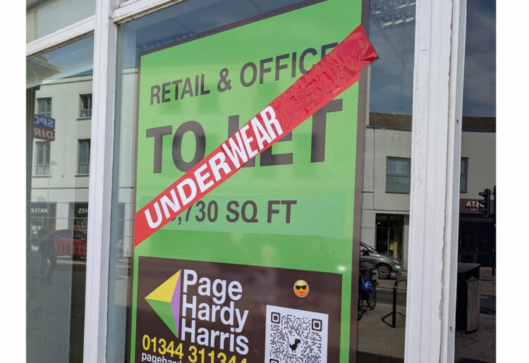 Another sticker appeared on the former Barclays Bank building in Market Place. Pic: Supplied.