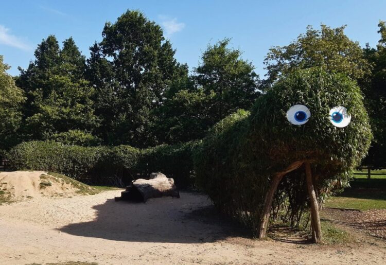 The living willow caterpillar in the nature play area has been carefully shaped, woven and restored by rangers.