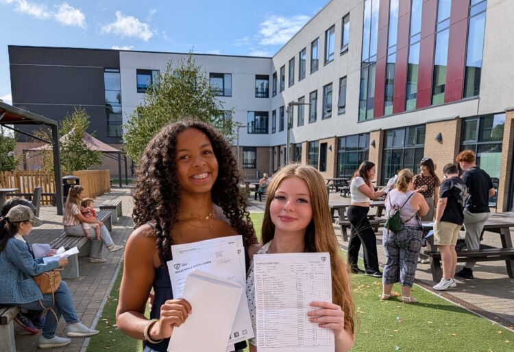 Brakenhale students celebrate the school's highest academic performance yet, as they receive their GCSE results. Picture: Brakenhale School
