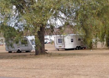 Two Traveller camper vans spotted in Foxhays Road, Whitley on Wednesday, August 19. Credit: UGC