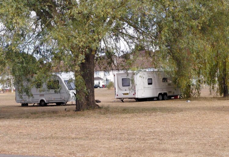 Two Traveller camper vans spotted in Foxhays Road, Whitley on Wednesday, August 19. Credit: UGC