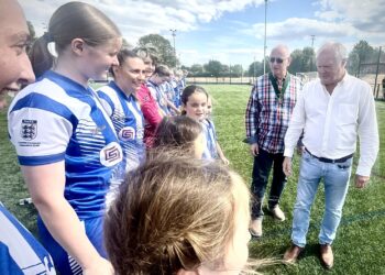 MP Clive Jones and town mayor Alwyn Jones were at Cantley to watch Ashridge Park v Slough Town.