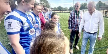 MP Clive Jones and town mayor Alwyn Jones were at Cantley to watch Ashridge Park v Slough Town.