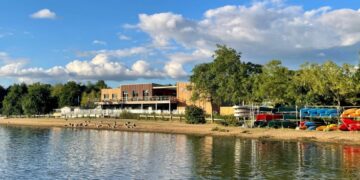 People will be able to swim in a Dinton Pastures lake at sunset. Picture: WBC