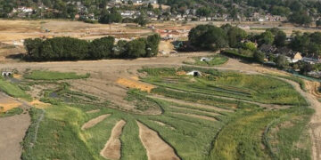 A recent drone image above the area where Holme Park will be. Pic: WBC.